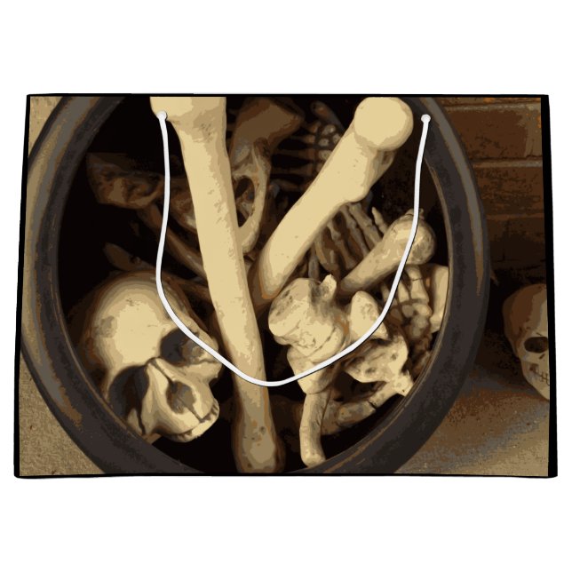 Sacola Para Presentes Grande Caldrão de ossos. (Frente)