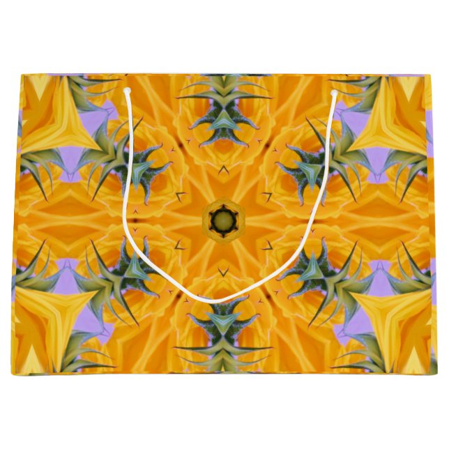 Sacola Para Presentes Grande Caleidoscópio Amarelo de girassol (Frente)