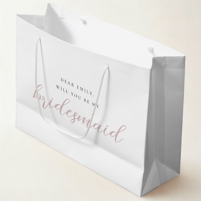 Sacola Para Presentes Grande Caligrafia rosa - Bag de presentes de Bridesmaid (Criador carregado)