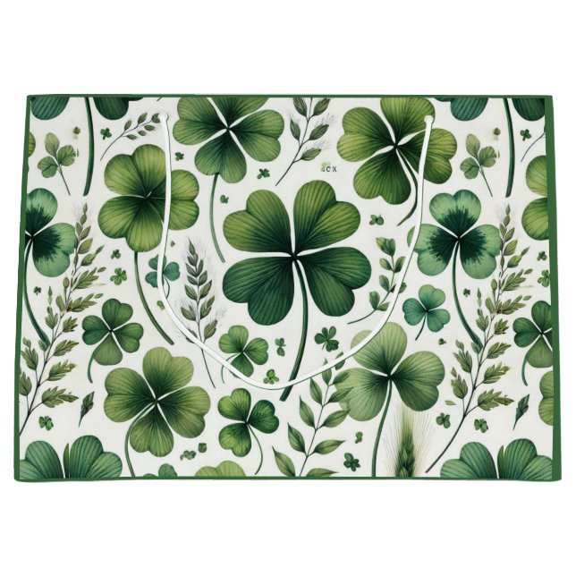 Sacola Para Presentes Grande Calming Clovers (Frente)