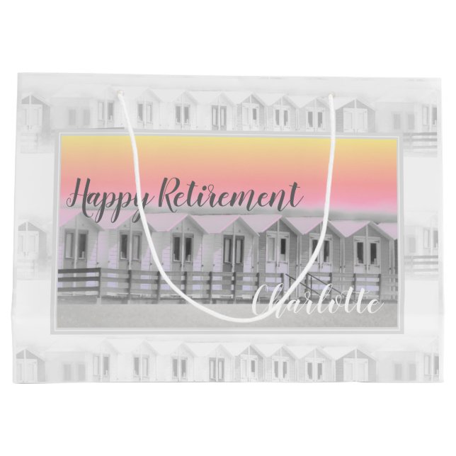 Sacola Para Presentes Grande Calotas de praia de aposentadoria no grande saco d (Verso)