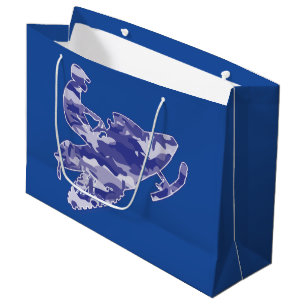 Sacola Para Presentes Grande Camoflauge Snowmobiler no azul