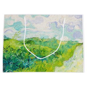 Sacola Para Presentes Grande Campos de Trigo Verde, Van Gogh