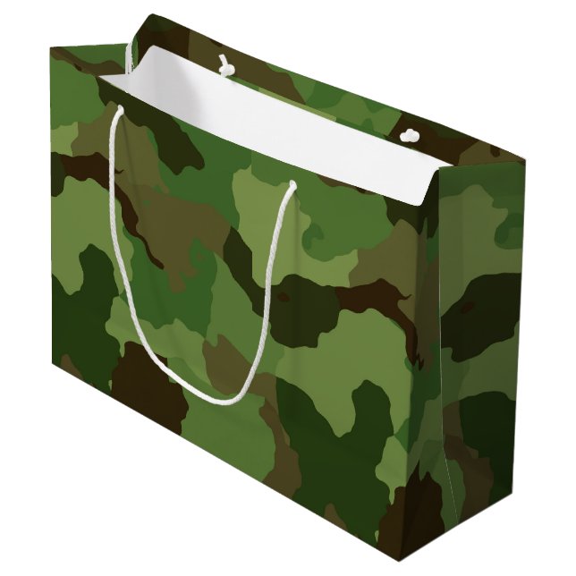 Sacola Para Presentes Grande Camuflagem Verde do Exército (Frente inclinada)
