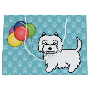 Sacola Para Presentes Grande Câncer dos Balões de Birthday - Terrier White High