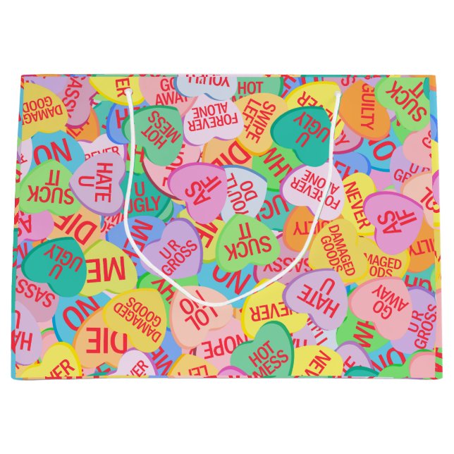 Sacola Para Presentes Grande Candy Hearts V. 2.0 (Frente)