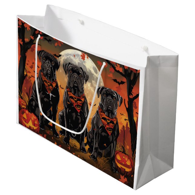 Sacola Para Presentes Grande Cane Corso Halloween Spooky (Frente inclinada)