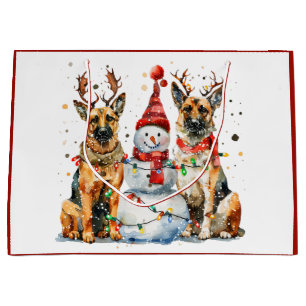 Sacola Para Presentes Grande Caninos de German shepherd de Natal