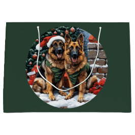 Sacola Para Presentes Grande Caninos de German shepherd de Natal