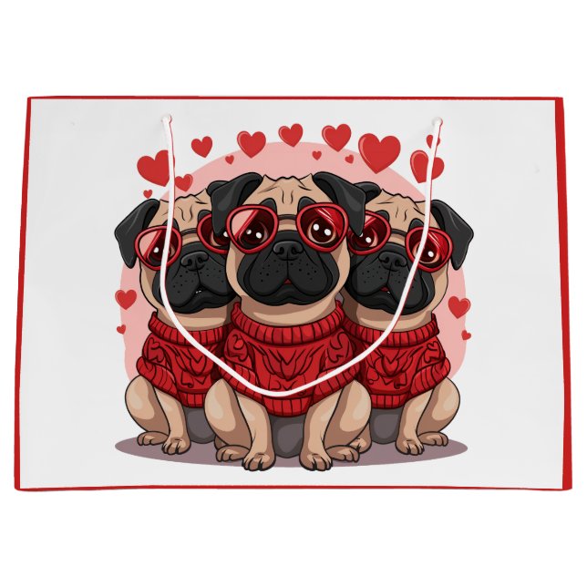 Sacola Para Presentes Grande Caninos dias de os namorados (Frente)