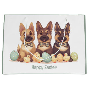 Sacola Para Presentes Grande Caninos do German shepherd do felz pascoa
