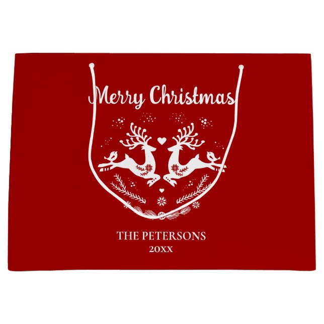 Sacola Para Presentes Grande Canto Festivo Escandi Vermelho, Velho Natal (Frente)