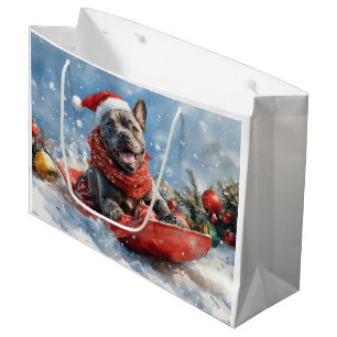 Sacola Para Presentes Grande Cão Corso em Trenó Deixe Nevar Natal