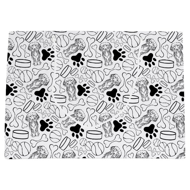 Sacola Para Presentes Grande Cão de Enchimento de Salsicha de Cabelo Longo (Frente)