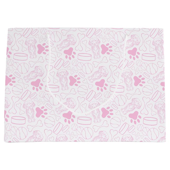 Sacola Para Presentes Grande Cão de Enchimento de Salsicha de Cabelo Longo (Frente)