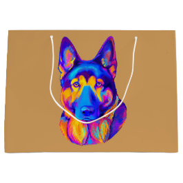 Sacola Para Presentes Grande Cão de german shepherd nas cores