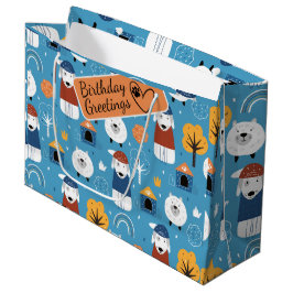 Sacola Para Presentes Grande Cão louco de desenho animado colorido em rabiscos 