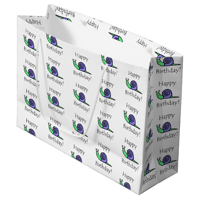 Sacola Para Presentes Grande Caracol do aniversário (Frente inclinada)