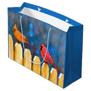Sacola Para Presentes Grande Cardeais na pintura de cerca - Arte original