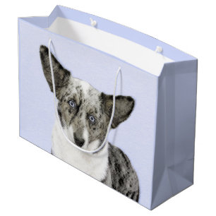 Sacola Para Presentes Grande Cardigan Welsh Corgi - Pintura Original para Cacho
