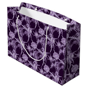 Sacola Para Presentes Grande Cardo padrão de flor violeta