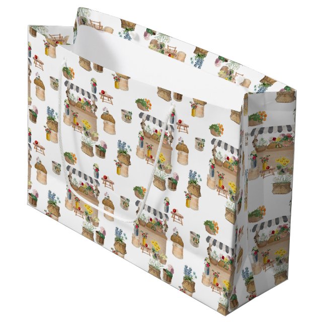 Sacola Para Presentes Grande Carrinho de Flor de Mercado do Aquecedor (Frente inclinada)