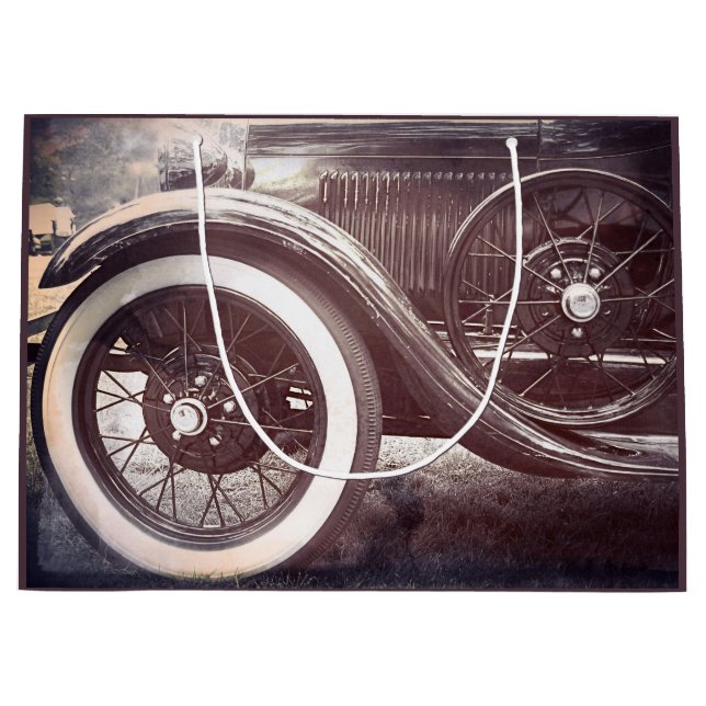 Sacola Para Presentes Grande Carro antigo do temporizador velho (Frente)