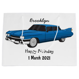 Sacola Para Presentes Grande Carro clássico azul legal 1959