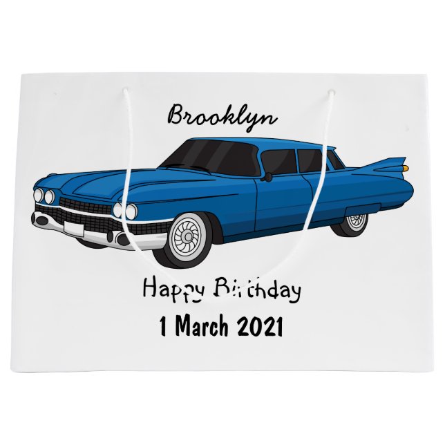 Sacola Para Presentes Grande Carro clássico azul legal 1959 (Frente)