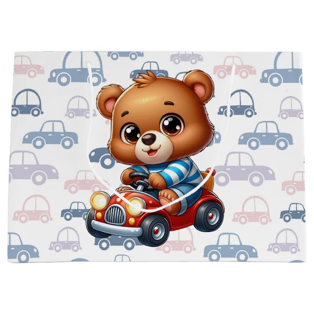 Sacola Para Presentes Grande Carros De Corte (Frente)