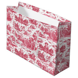 Sacola Para Presentes Grande Carruagem francesa Vintage de Dawn Toile de Jouy-R