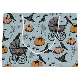 Sacola Para Presentes Grande Carruagem Gótica do Bebê Azul Halloween