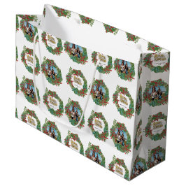 Sacola Para Presentes Grande Cartão de Natal Feliz de Feriado de Script de Foto