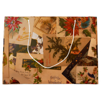 Sacola Para Presentes Grande Cartões Postais de Natal Mistos Vintage