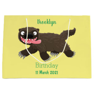 Sacola Para Presentes Grande Cartografia de lobo faminta e engraçada