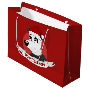 Sacola Para Presentes Grande Cartografia de Natal com um belo urso panda grande