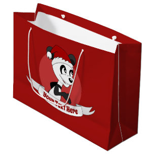 Sacola Para Presentes Grande Cartografia de Natal com um belo urso panda grande