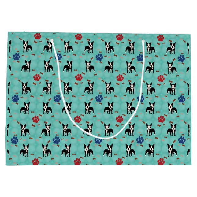 Sacola Para Presentes Grande Cartoon Boston Terrier (Verso)