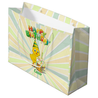 Sacola Para Presentes Grande Cartoon Colorida Birthday Chicken