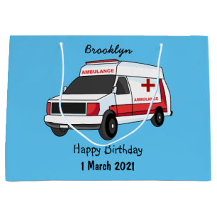 Sacola Para Presentes Grande Cartoon de ambulância vermelha