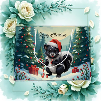 Sacola Para Presentes Grande Cartoon de Skunk de Natal bonito