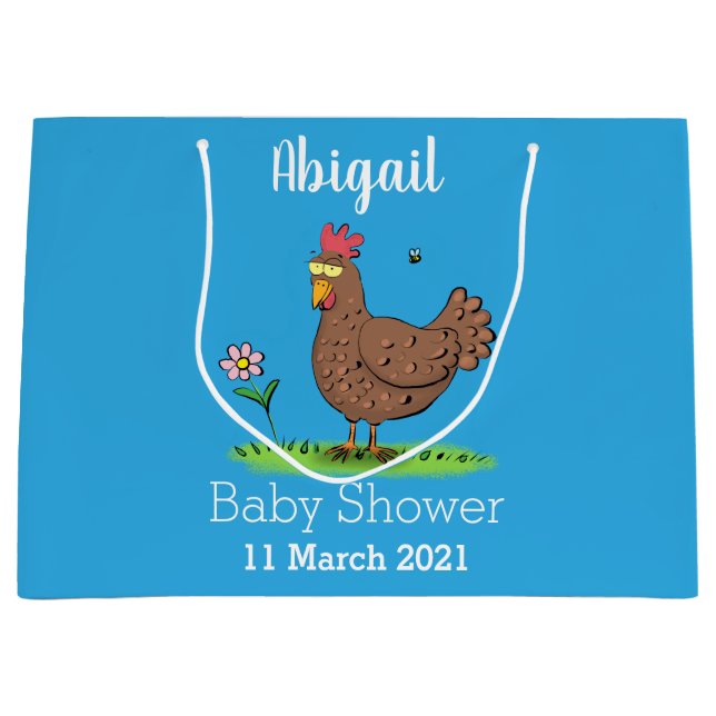 Sacola Para Presentes Grande Cartoon galinha rústico (Frente)