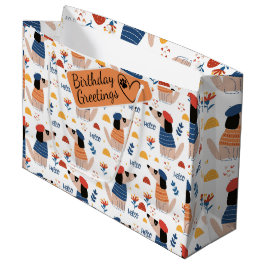 Sacola Para Presentes Grande Cartoon Olá cão, padrão perfeito, grande presente