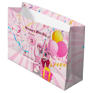 Sacola Para Presentes Grande Cartum de Aniversário Personalizado