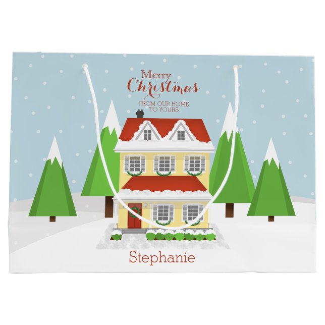 Sacola Para Presentes Grande Casa Aberta de Natal (Verso)