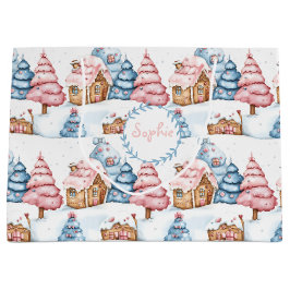 Sacola Para Presentes Grande Casa Personalizada de Pão de Natal Bonito