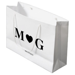 Sacola Para Presentes Grande Casais personalizados Monograma Grande Saco de pre