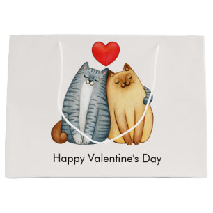 Sacola Para Presentes Grande Casal De Gato Amadurece Feliz dia de os namorados 