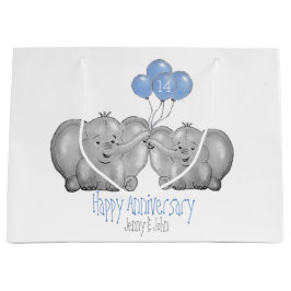 Sacola Para Presentes Grande casal elefante do aniversário de casamento da 14 d