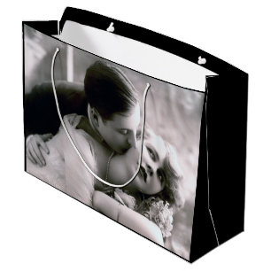 Sacola Para Presentes Grande Casal Românico Vintage Foto Retroativa Amor Elegan